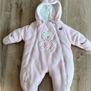 Baby Teddy Hooded One-Piece Romper - Pink